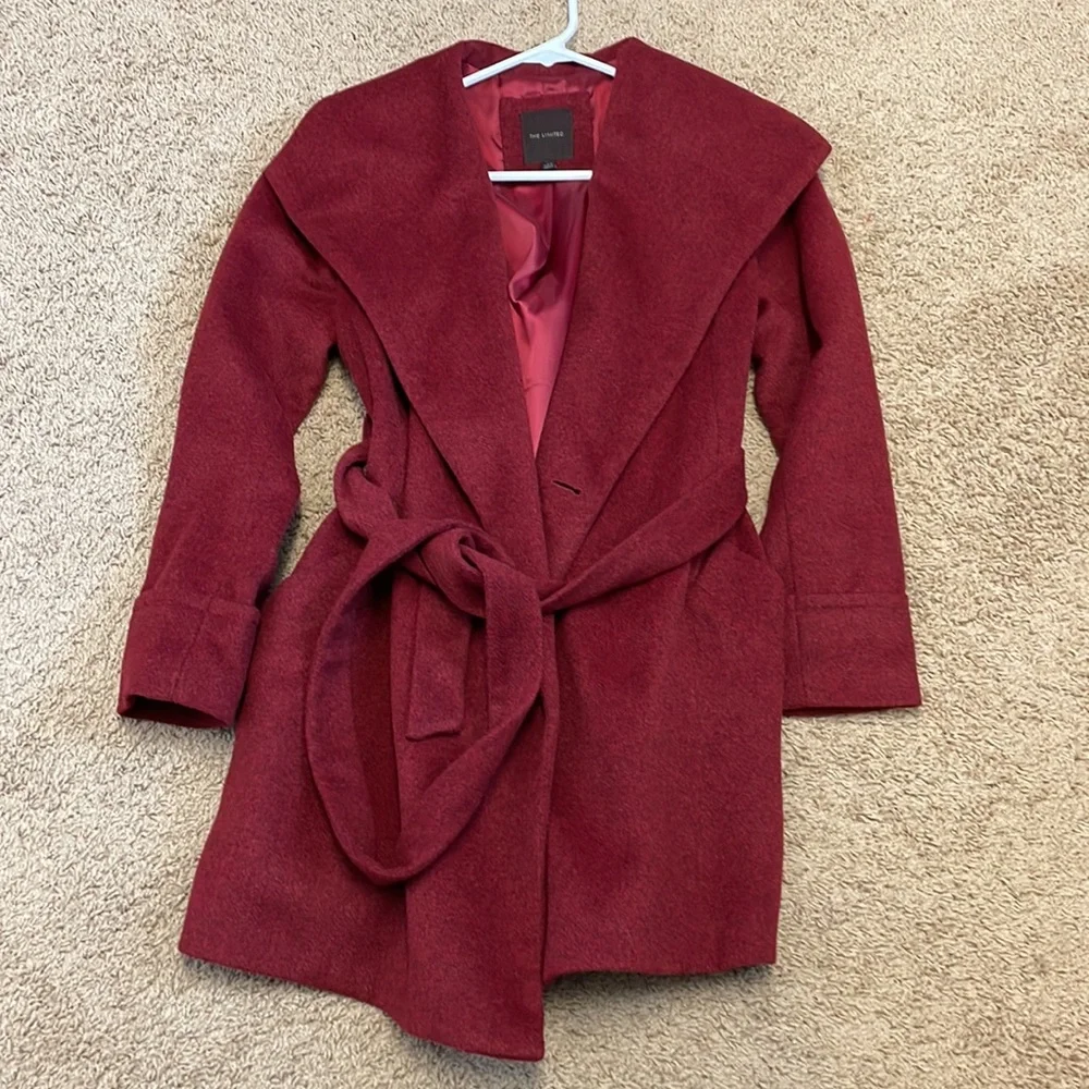 The Limited wool blend red front tie jacket